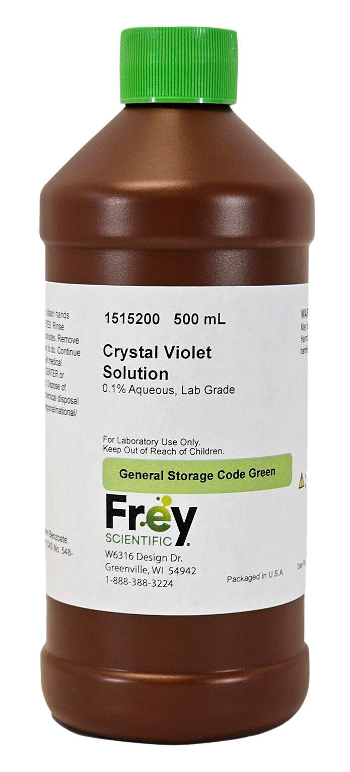 Frey Scientific Gentian Violet Solution, 500mL, Lab Grade 1515200