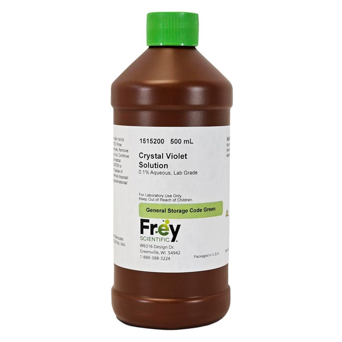 Frey Scientific Gentian Crystal Violet Solution, 0.1% Aqueous, Lab Grade, 500mL