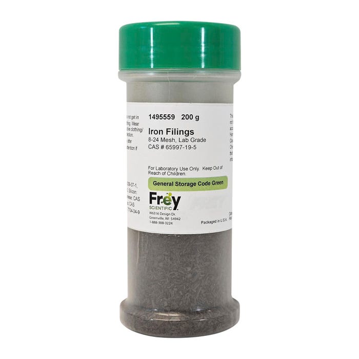 Frey Scientific Iron Filings, 200 Grams, 8 - 24 Mesh, Lab Grade