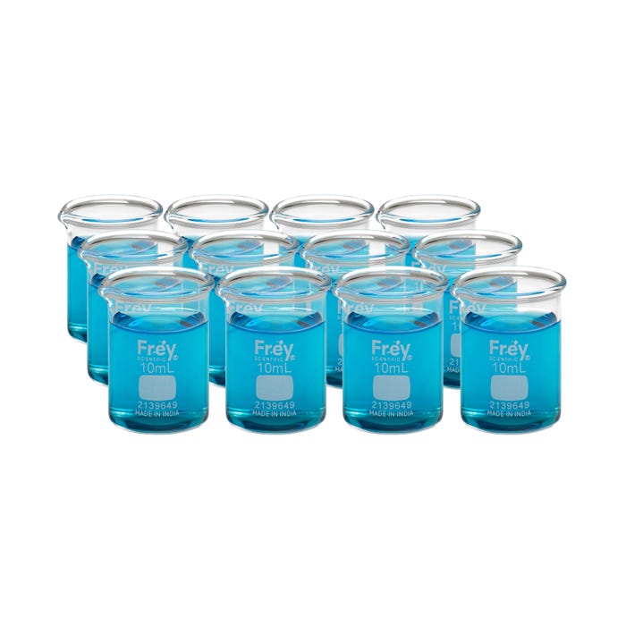 Frey Scientific Borosilicate Glass Beakers, 10 mL, Pack of 12
