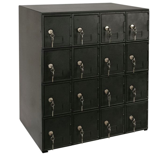 United Visual Products Cell Phone Locker without Base, 16 Lockers, B Size Door, Key Lock