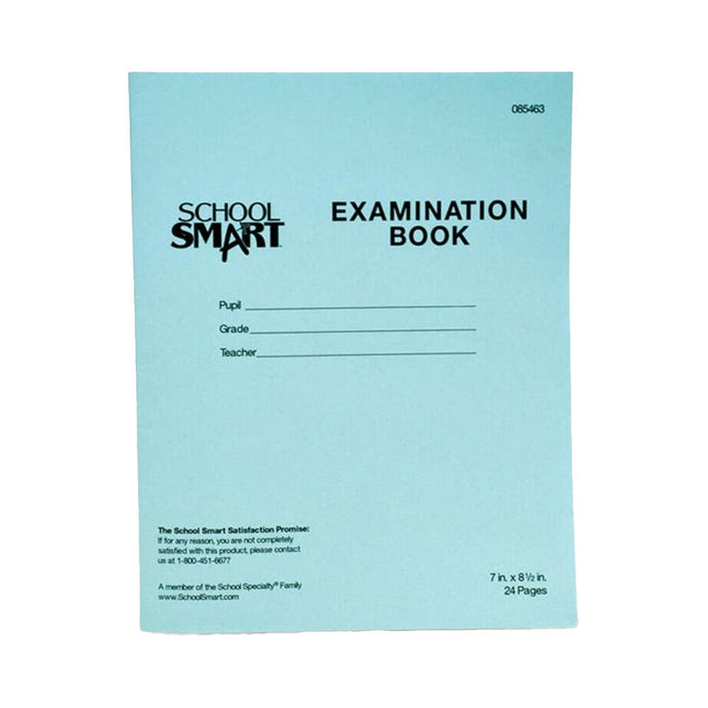 School Smart Examination Blue Book with 24 Pages, 7 x 8-1/2 Inches, Pack of 50 Books 085463