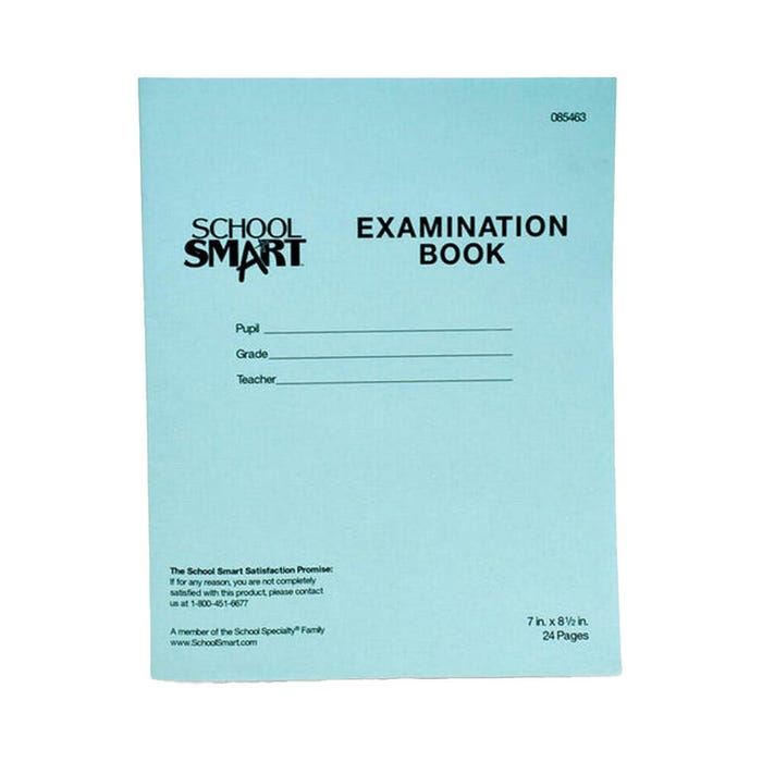 School Smart Examination Blue Book with 24 Pages, 7 x 8-1/2 Inches, Pack of 50 Books