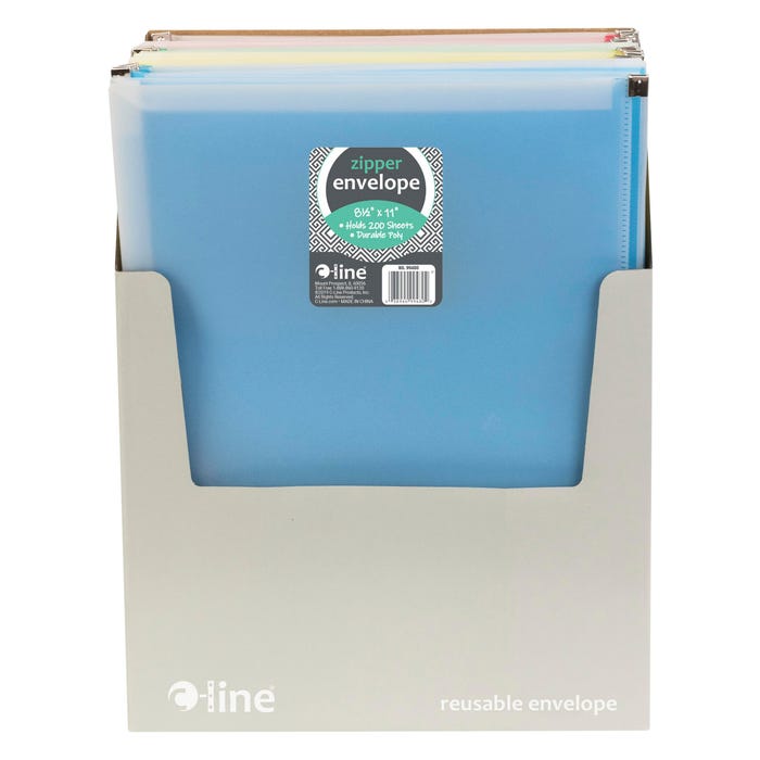 C-Line Zip 'N Go Reusable Envelope, 1 Pocket, Assorted Colors, Pack of 24