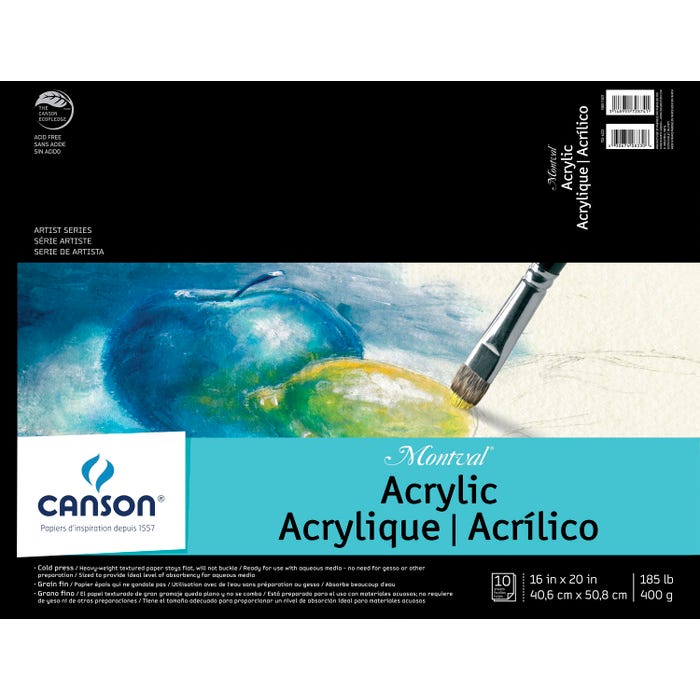 Montval Acrylic Cold Press Paper Pad, 16 x 20 Inches, 185 lb, 10 Sheets