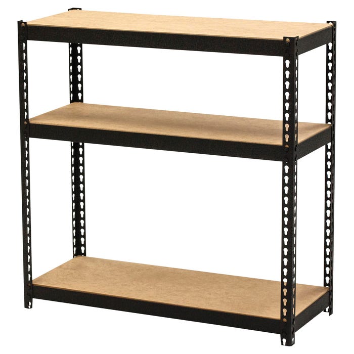 Lorell Narrow Steel Shelving, Riveted, 30 x 12 x 30 Inches, Black