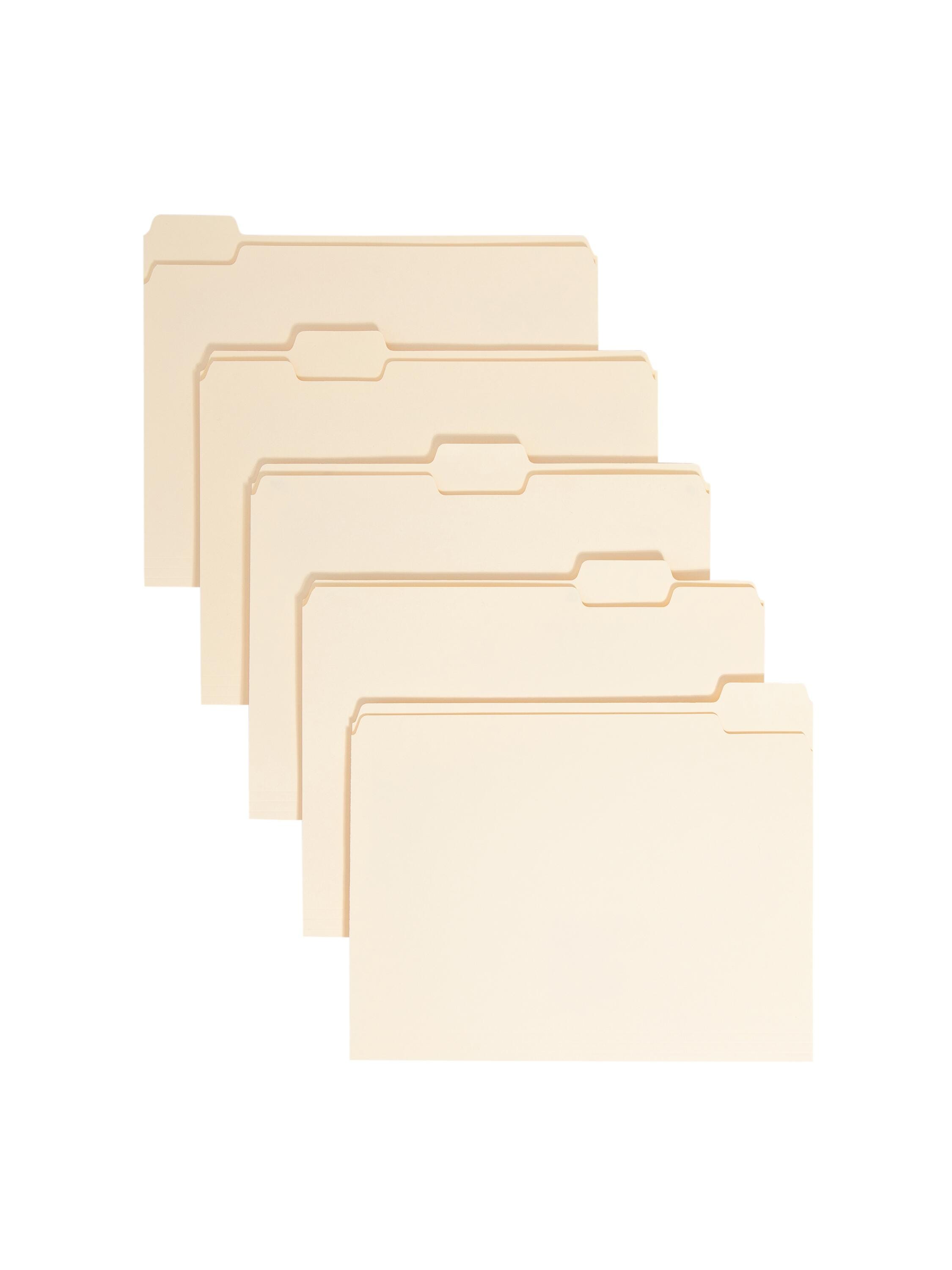 Smead File Folders, Letter Size, 1/5 Cut Tabs, 3/4 Inch Expansion, Manila, Pack of 100