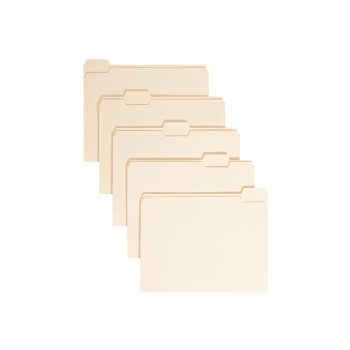 Smead File Folders, Letter Size, 1/5 Cut Tabs, 3/4 Inch Expansion, Manila, Pack of 100