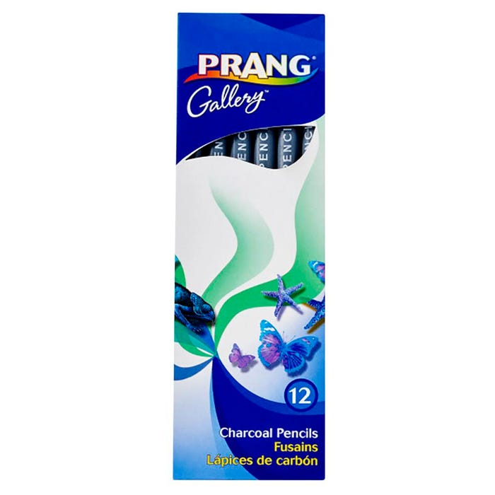 Prang Paper Wrapped Charcoal Pencils, Medium Hardness, Black, Pack of 12