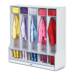 Jonti-Craft Rainbow Accents 5-Section Coat Locker with Step 4000569