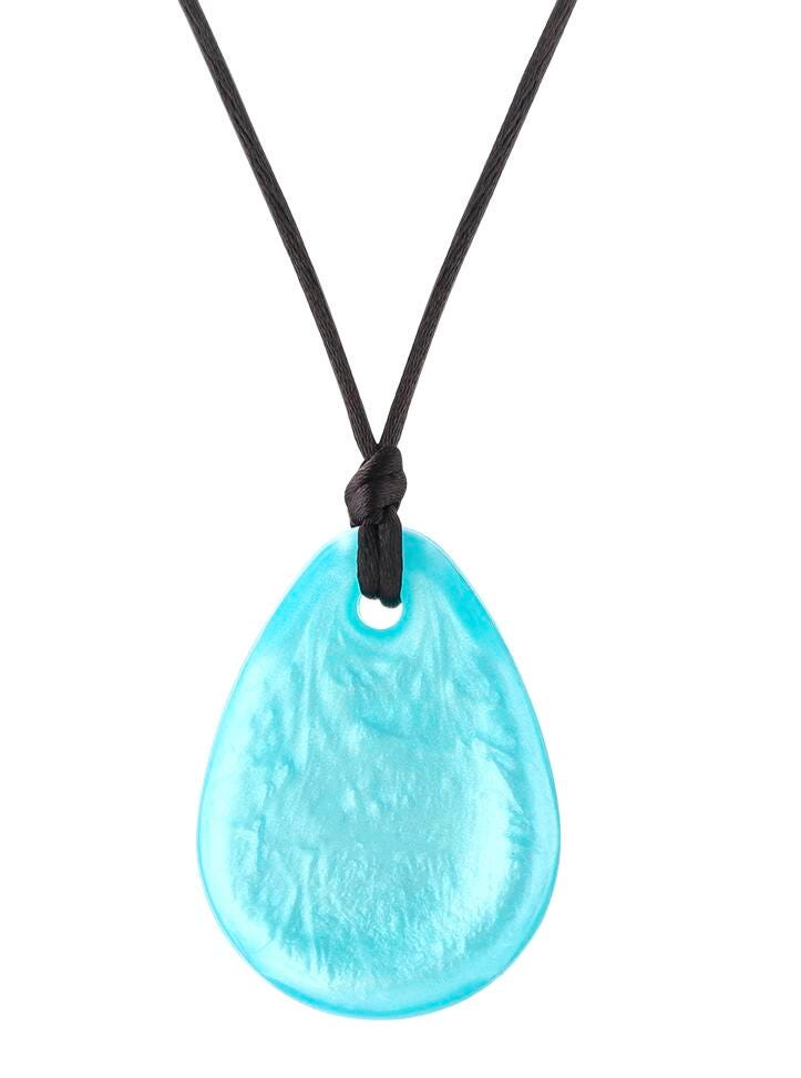 Chewigem Raindrop Chewable Pendant, Blue Shimmer, Item Number 2103960