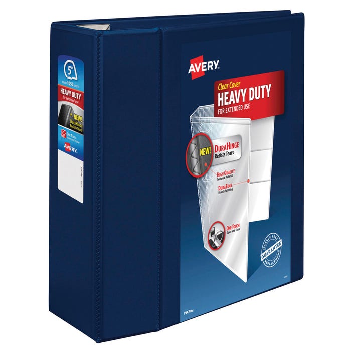 Avery DuraHinge Heavy Duty View Binder, 5 Inch, EZD Ring, Navy Blue