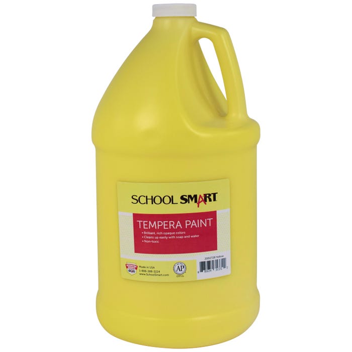 School Smart Tempera Paint, Yellow, 1 Gallon Bottle