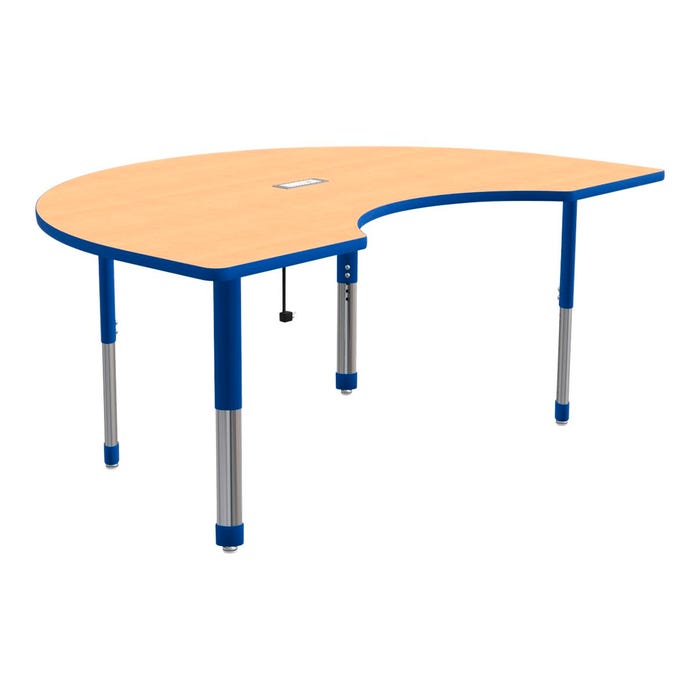 Classroom Select Activity Table with Power, Adjustable Height, Kidney, 48 x 72 Inches