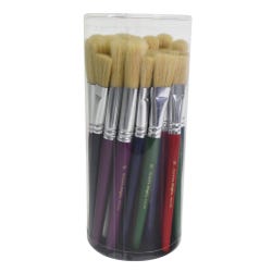 School Smart Stubby Ox Hair Paint Brushes, Assorted Colors and Sizes, Set of 36 442148