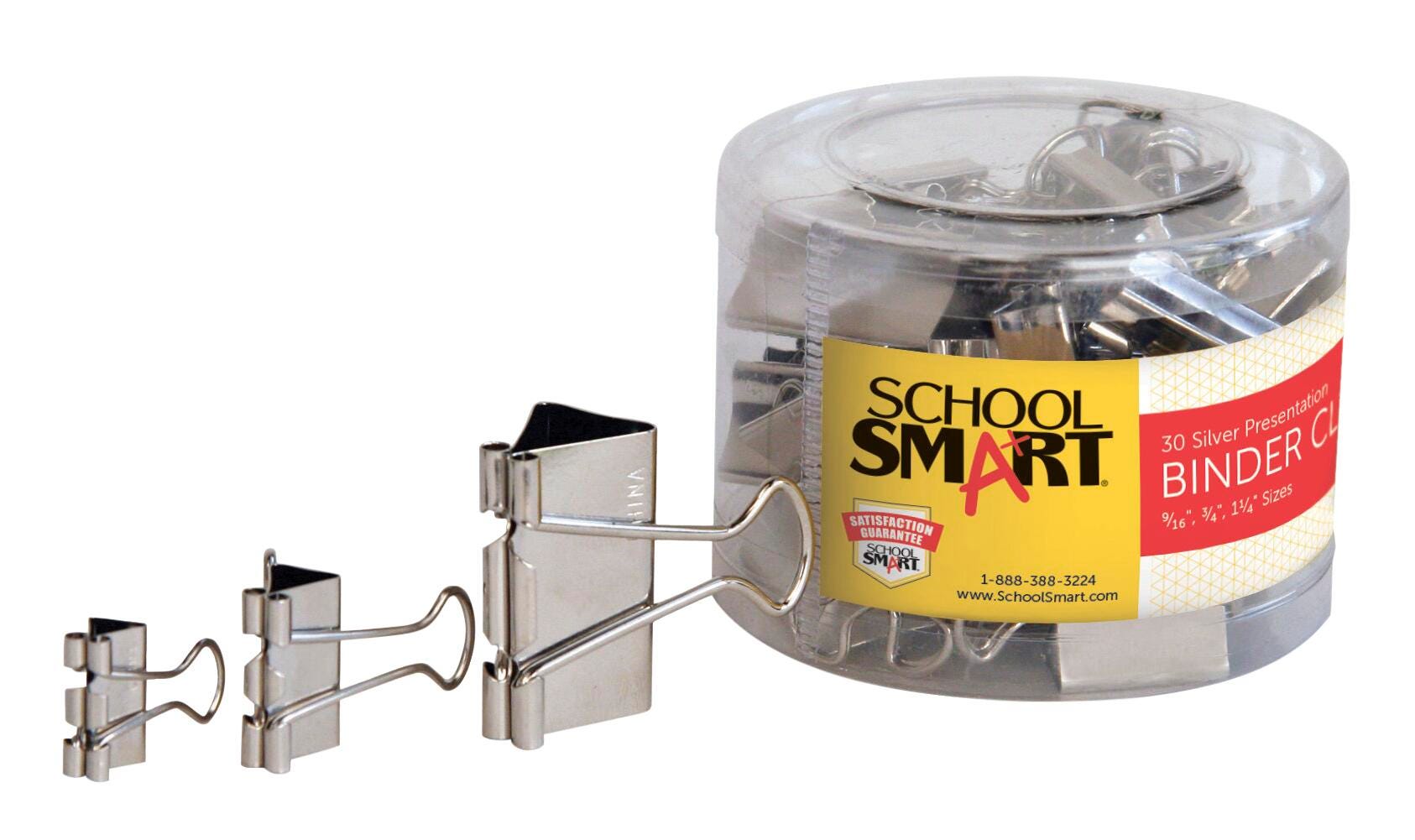 School Smart Presentation Binder Clips, Assorted Sizes, Silver, Pack of 30 2133006