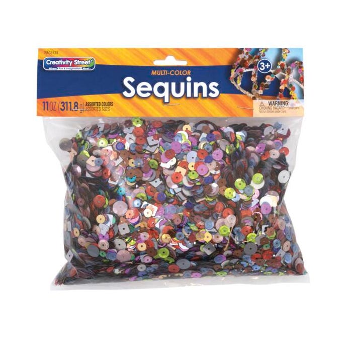 Creativity Street Sequins, Assorted Colors, Sizes and Shapes, 11 Ounces