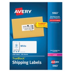 Avery TrueBlock Shipping Labels, Laser, 2 x 4 Inches, White, Pack of 2500 1597357
