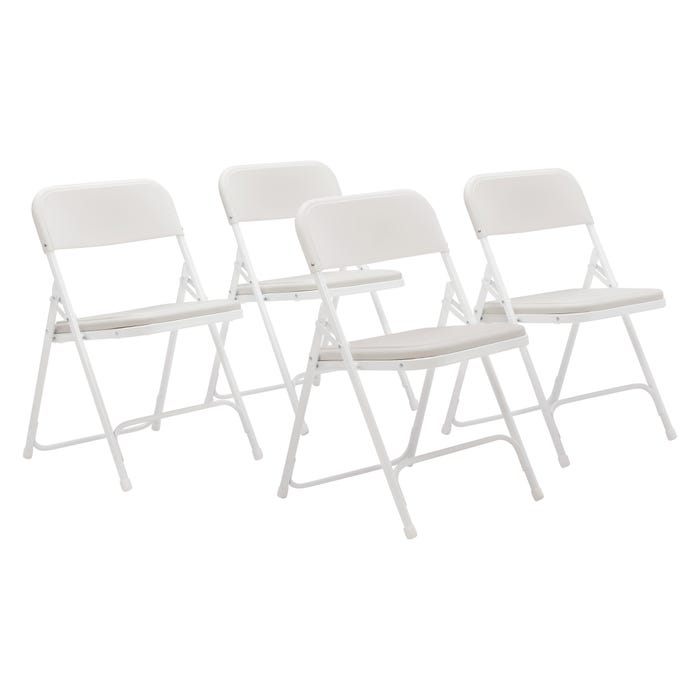 National Public Seating Premium Lightweight Plastic Folding Chair, 800 Series, 18 Inch Seat Height, White Frame, White Seat, Pac
