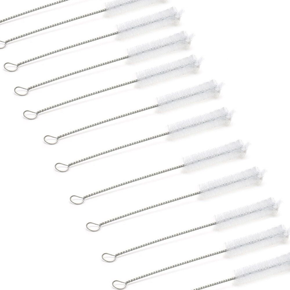 Frey Scientific Test Tube Brush, 3 L x 1/2 W in, Nylon Trim, 8 L in, White, Pack of 12, Item Number 560098