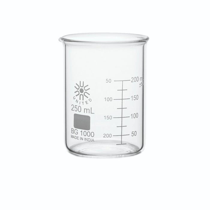 United Scientific Beakers, Low Form, Borosilicate Glass, 250ml