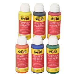 School Smart Tempera Paint Daubers, Poster Marker Set, Assorted Colors, Pack of 6 227979