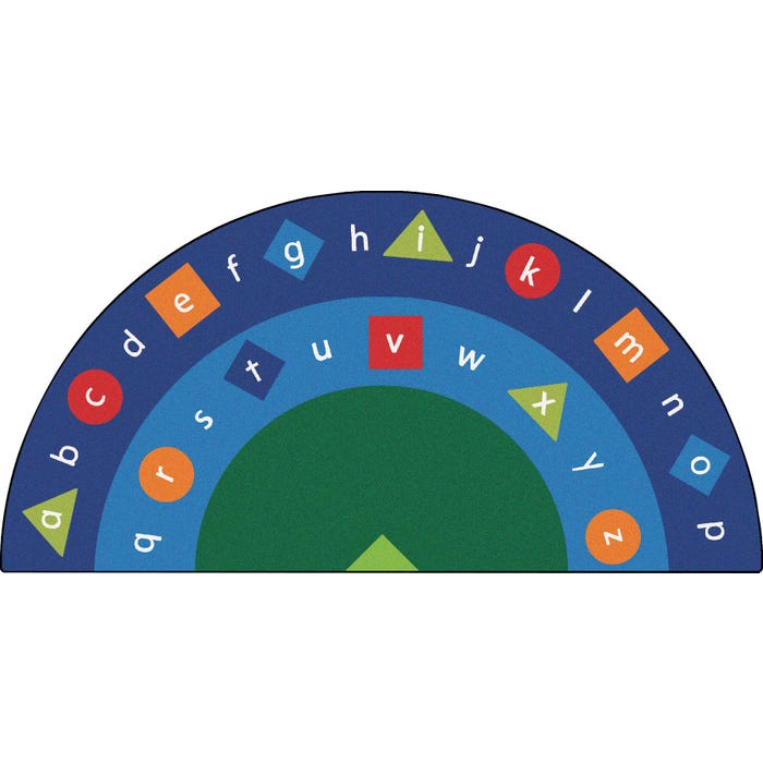 Carpets for Kids Alpha Shapes Seating Carpet, 6 Feet 8 Inches x 13 Feet 4 Inches, Semi-Circle, Multicolored