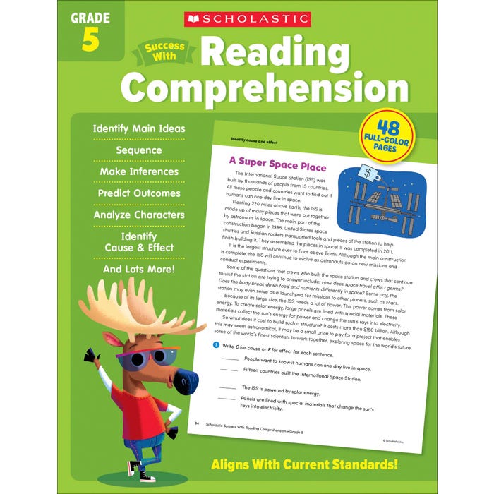 Scholastic Workbook Success With Reading Comprehension, Grade 5