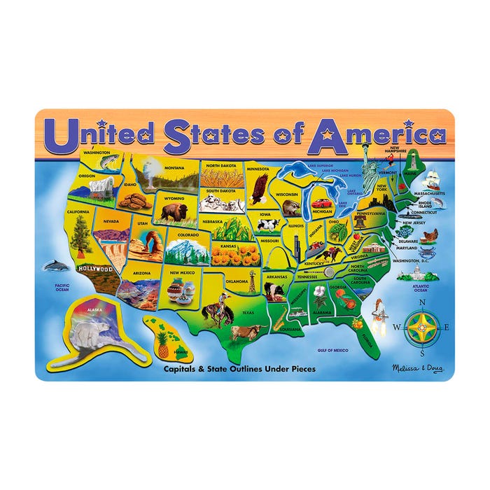 Melissa & Doug U.S.A. Map Wooden Puzzle, 45 Pieces