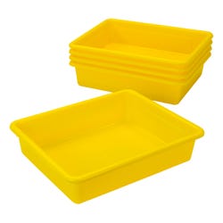 School Smart Storage Tray, Letter Size, 10-3/4 x 13-1/4 x 3 Inches, Yellow, Pack of 5 2012814