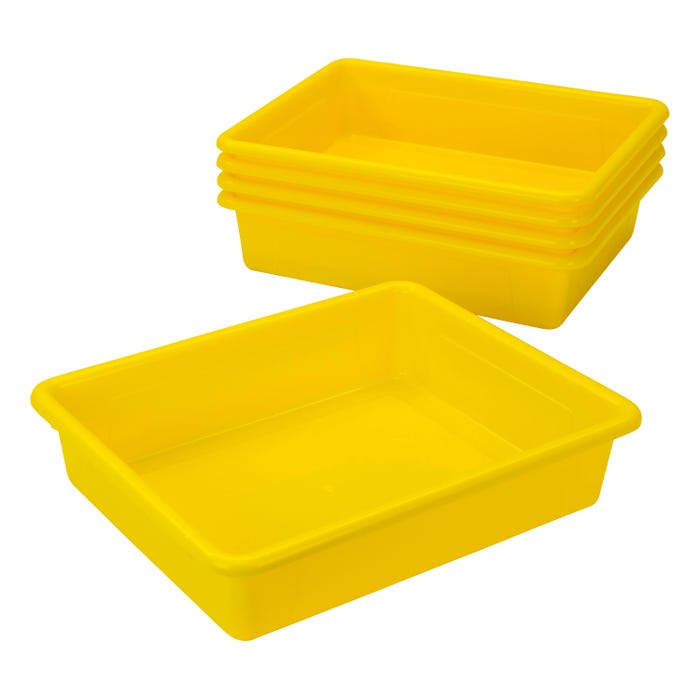School Smart Storage Tray, Letter Size, 10-3/4 x 13-1/4 x 3 Inches, Yellow, Pack of 5
