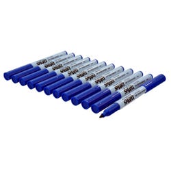 School Smart Dry Erase Pen Style Markers, Fine Tip, Blue, Pack of 12