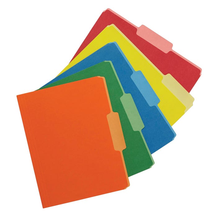 School Smart Colored File Folders Two-Tone, Letter Size, 1/3 Cut Tabs, Assorted Colors, Set of 100