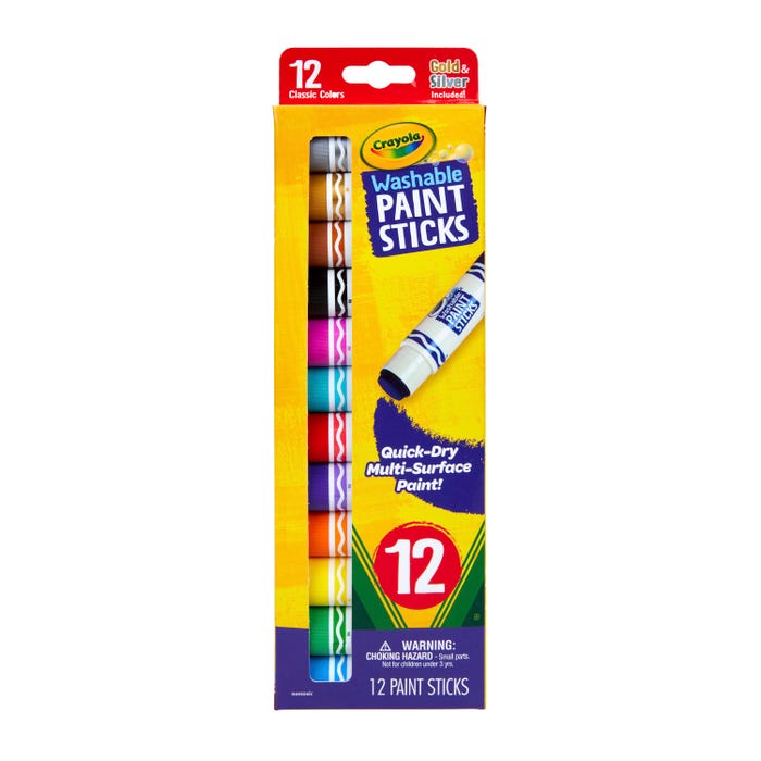 Crayola Washable Paint Sticks, Assorted Colors, Set of 12