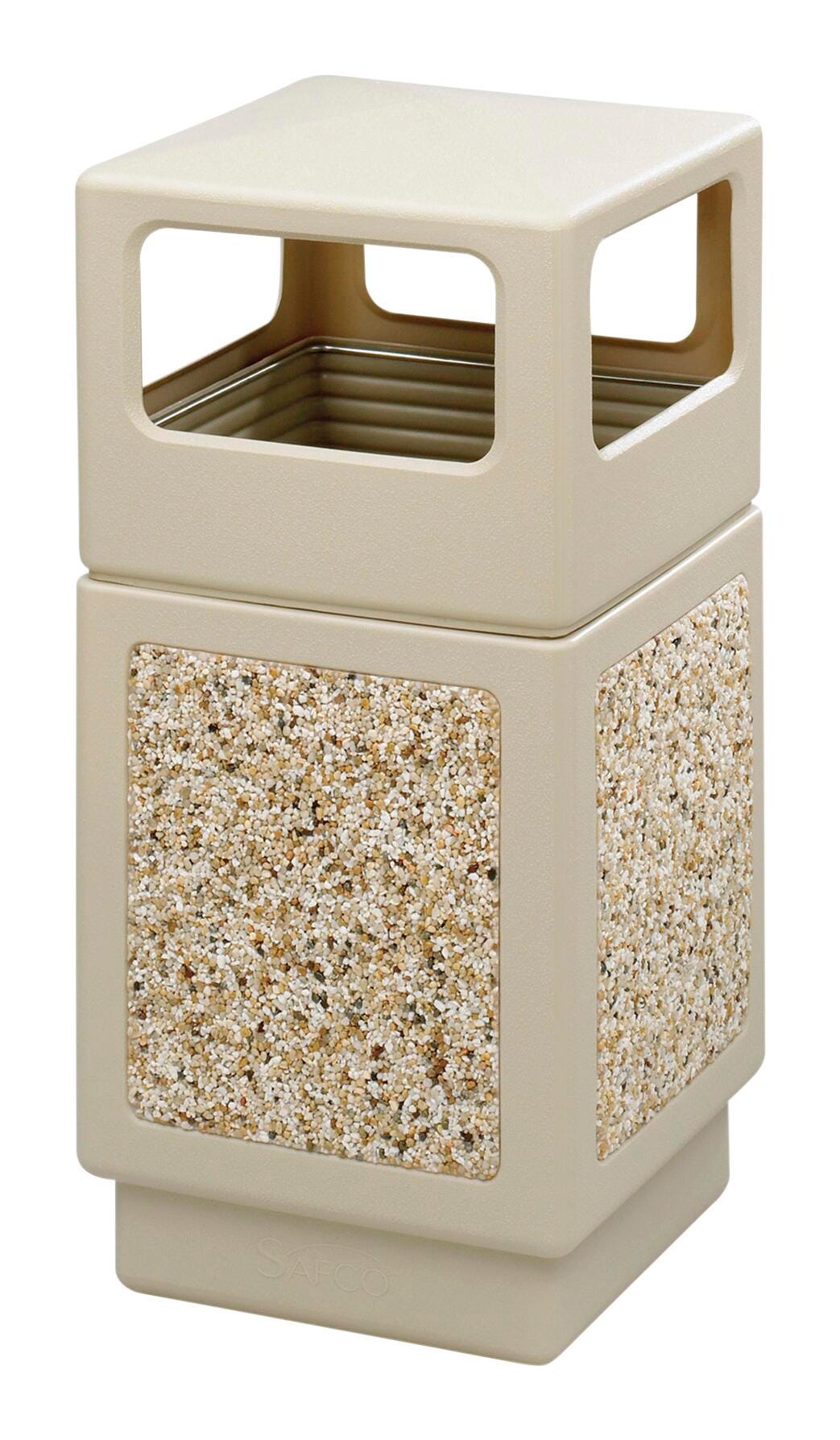 Safco Aggregate Series Side Opening, 38 Gallon Capacity, 13 x 6 Inch Opening, Tan 2027767