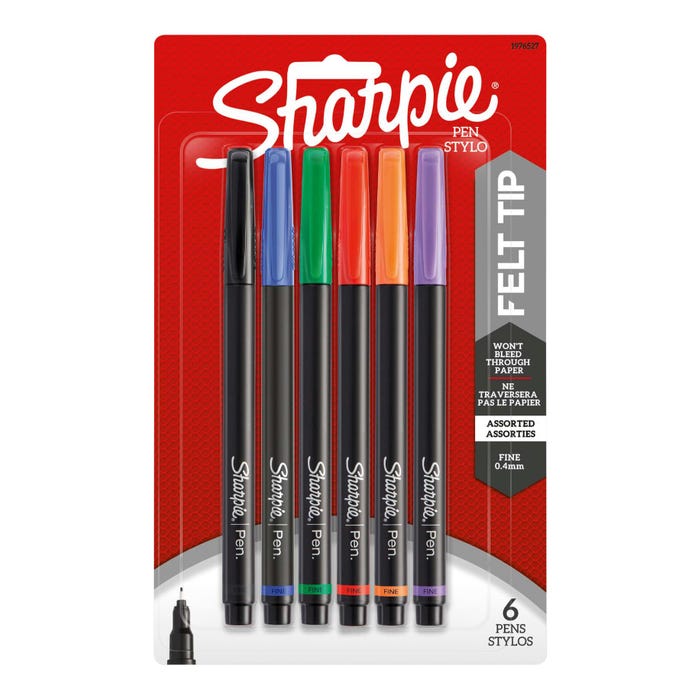 Sharpie Pens, Fine Tip, Assorted Colors, Set of 6