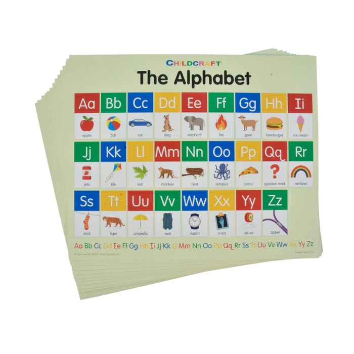 Childcraft Student Sized English Alphabet Charts, 11 x 9 Inches, Set of 25
