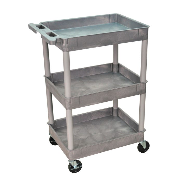 Luxor Plastic Utility Tub Cart, 24 x 18 x 39-1/4 Inches, 3 Tubs, Gray