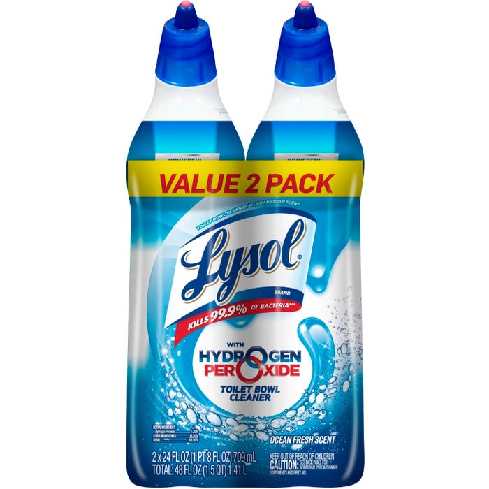 Lysol Hydrogen Peroxide Toilet Cleaner, 24 Ounces, Cool Spring Breeze Scent, 2 Count, Pack
