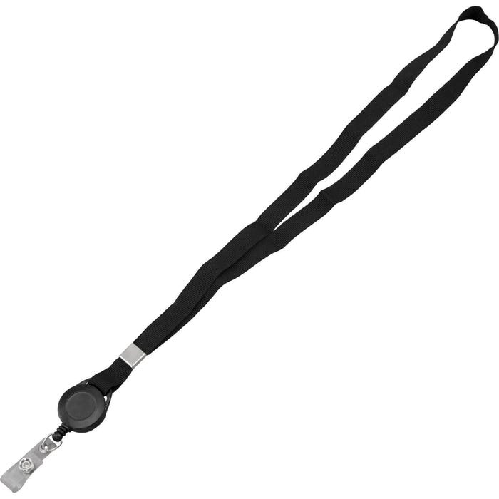 Advantus Badge Reels w/Lanyard, 30 Inch Extension, 36 Inch L, Pack of 12, Black