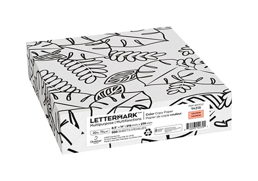 LetterMark Multi-Purpose Paper, 20 lb, 8-1/2 x 11 Inches, Salmon, Pack of 500, Item Number 2095599