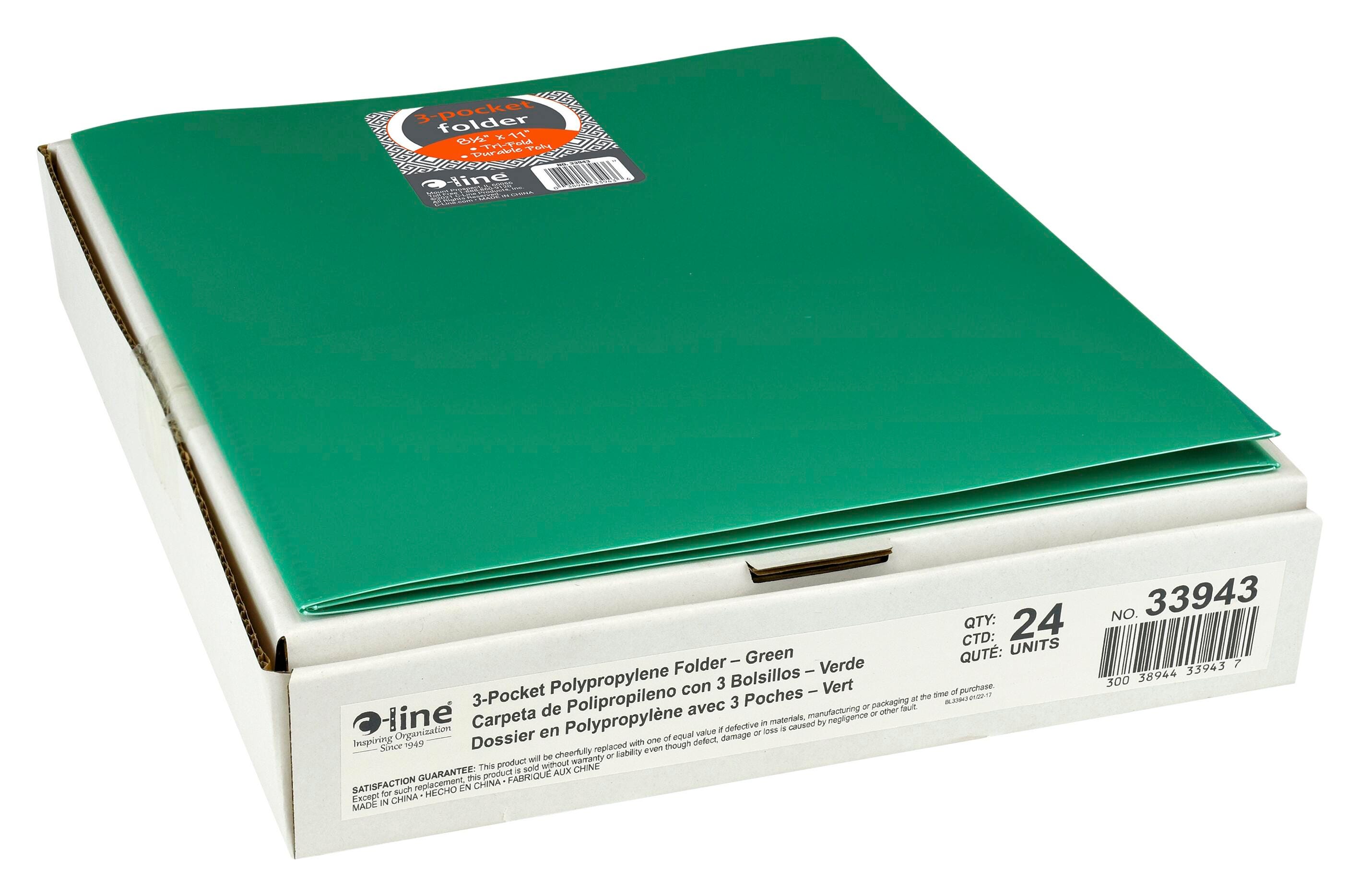 C-Line 3-Pocket Tri-Fold Poly Portfolios, Green, Pack of 24 2129759
