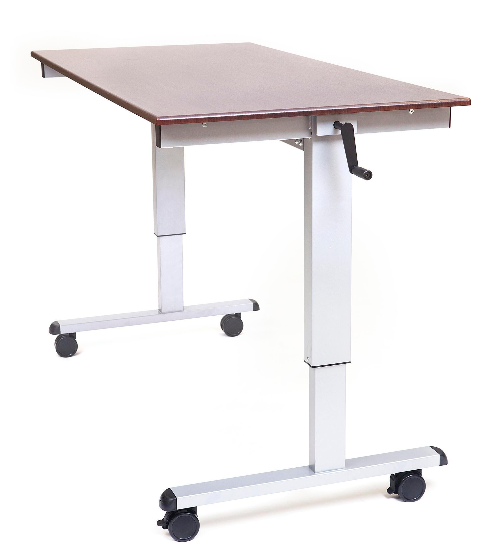 Luxor 60-Inch High Speed Crank Adjustable Stand Up Desk, 59 x 29-1/2 x 29-1/2 to 45-1/4 Inches, Dark Walnut 1560975