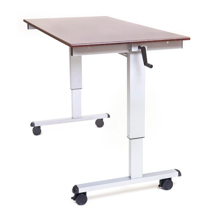 Luxor 60-Inch High Speed Crank Adjustable Stand Up Desk, 59 x 29-1/2 x 29-1/2 to 45-1/4 Inches, Dark Walnut