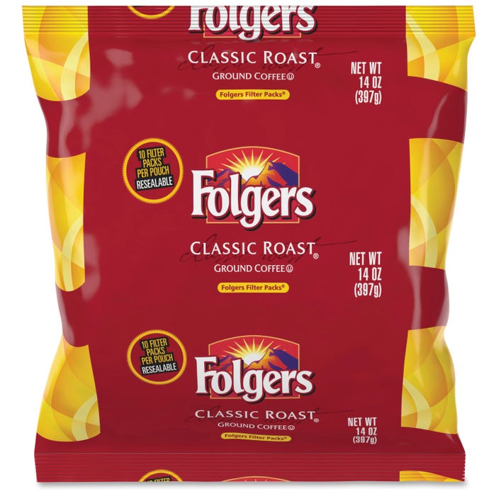 Folgers Classic Roast Ground Coffee Filter Packs Ground, 1.4 oz, 40 Pack
