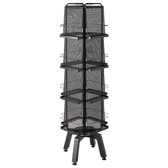 Safco Onyx Mesh Rotating Magazine Stand, 16 Pockets, 18-1/4 x 18-1/4 x 58-5/8 Inches, Black