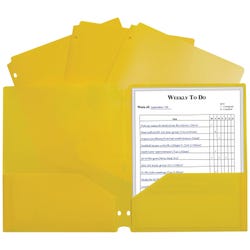 C-Line Heavyweight Two-Pocket Poly Folder, Yellow, Pack of 25