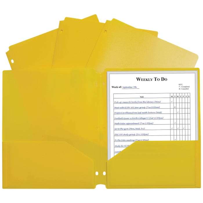 C-Line Heavyweight Two-Pocket Poly Folder, Yellow, Pack of 25