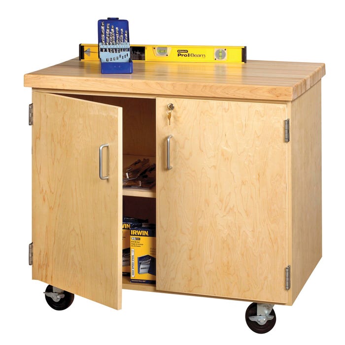 Diversified Spaces Mobile Storage Cabinet, 36 x 24 x 33-1/2 Inches, Maple, Black