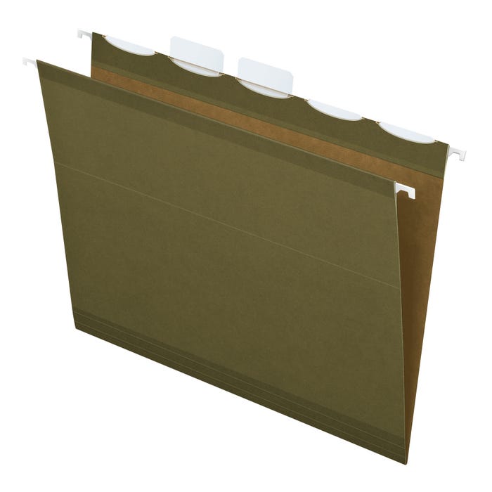 Pendaflex Ready-Tab Reinforced Hanging File Folders, Letter Size, 1/5 Cut Tabs, Standard Green, Pack of 25